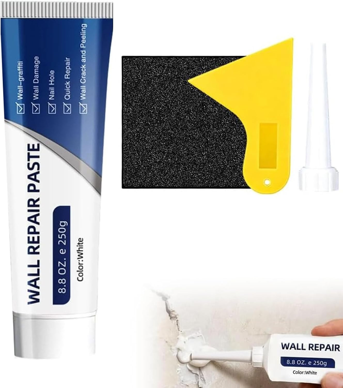 Efficient Drywall Repair Kit with Scraper, 2026 Upgrade Quick Drying Wall Mendin
