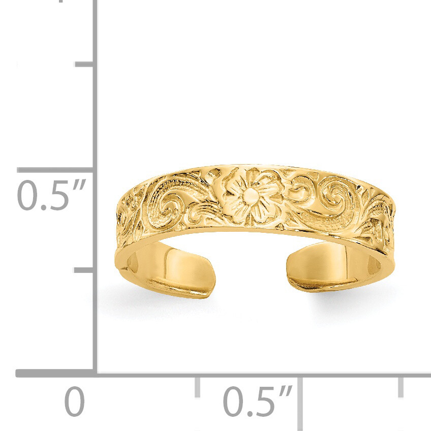 14k Flower/Scroll Toe Ring K3831