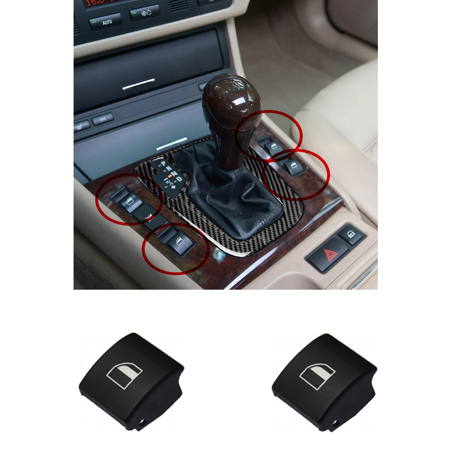 for BMW E46 1999-2007 3-Series Window Switch Button Cover Cap 2 Pcs