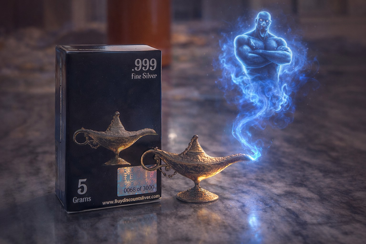 Sealed 5g .999 Silver Aladdin Lamp Limited 3000 #68 Boxed Rare Pan Silver