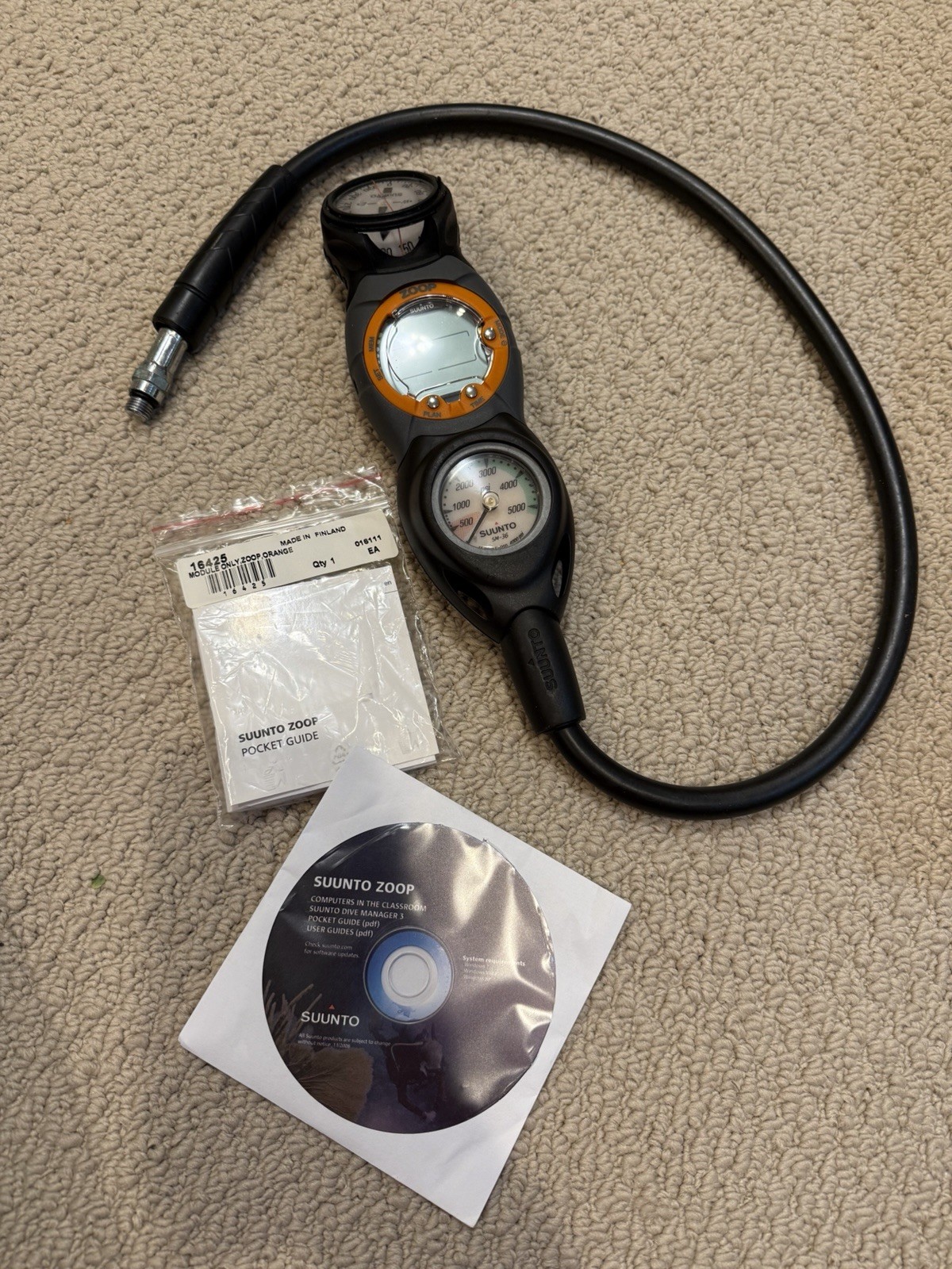 Zoop computer (orange) Inline console with PSI pressure gauge and SK-7 compass