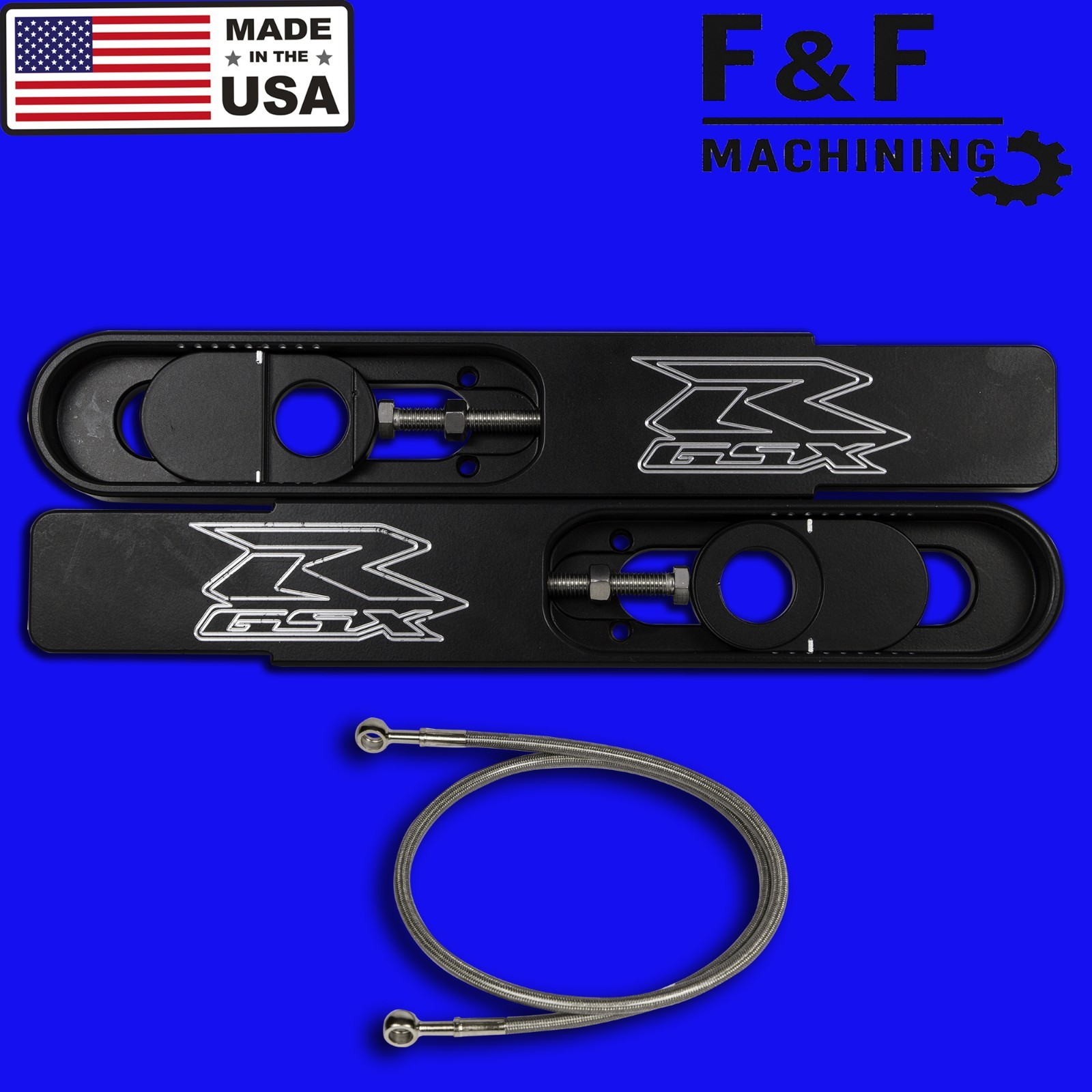 2022 GSXR 1000 12 inch swingarm extensions & Brake Line  "Made In The USA"