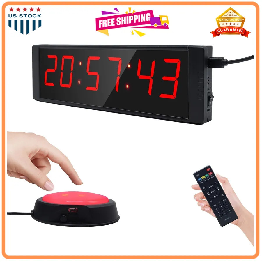 Large LED Digital Gym Timer with Remote Countdown and Interval Workout Clock
