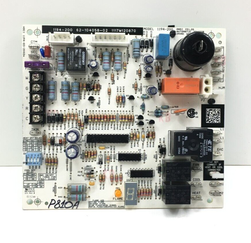 Rheem Ruud 62-104058-02 Furnace Control Circuit Board 1194-200 used #P810A