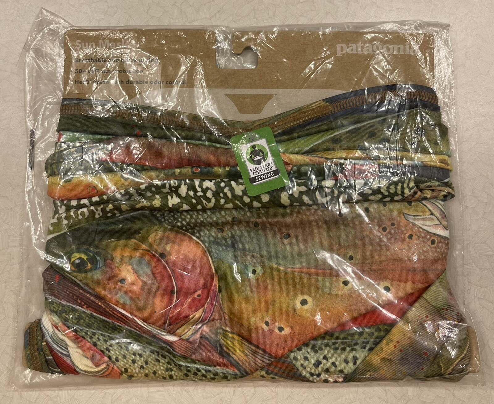 New! Patagonia Sun Mask Head Neck Face Gaiter Fourteen Fish Smolder Blue 28736