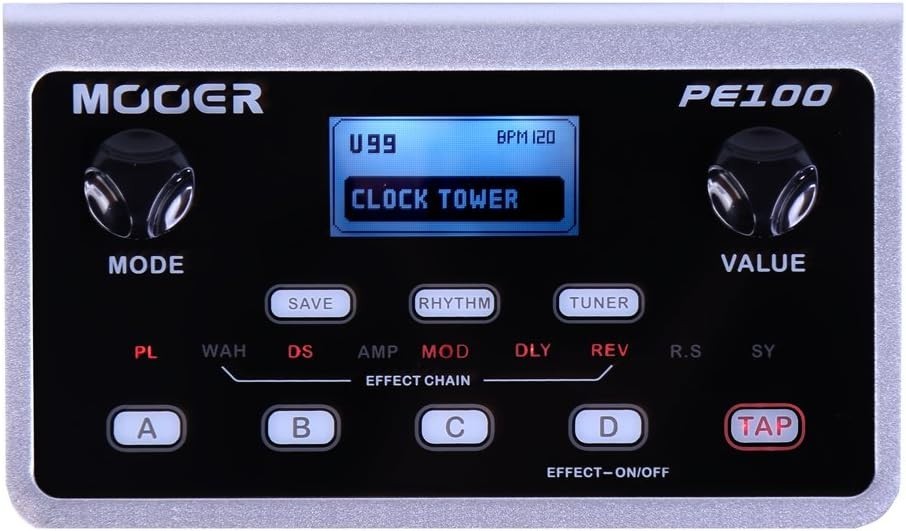 MOOER PE100 Portable Depstop Guitar Multi Effects Headphone Amp Pedal NEW