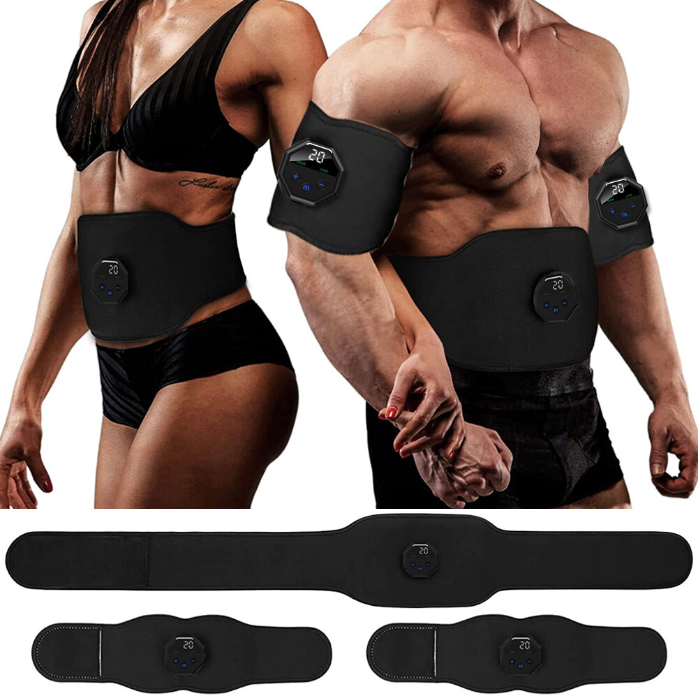 EMS Abdominal Muscle Toning Trainer ABS Stimulator Toner Belt 10 Modes 20 Levels