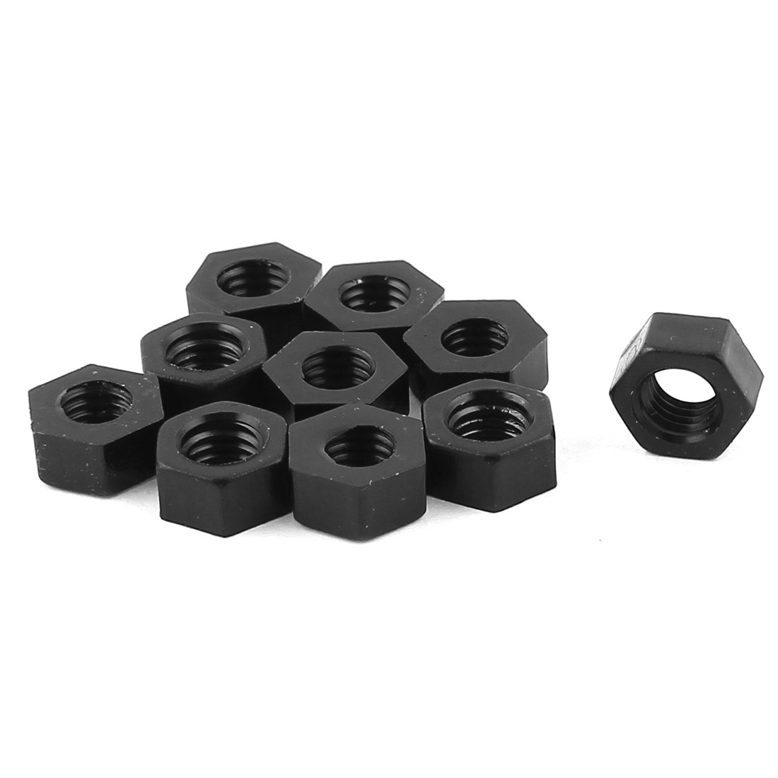 10 Pcs Nylon M6 Threaded Hexagon Screws Hex Nuts Black