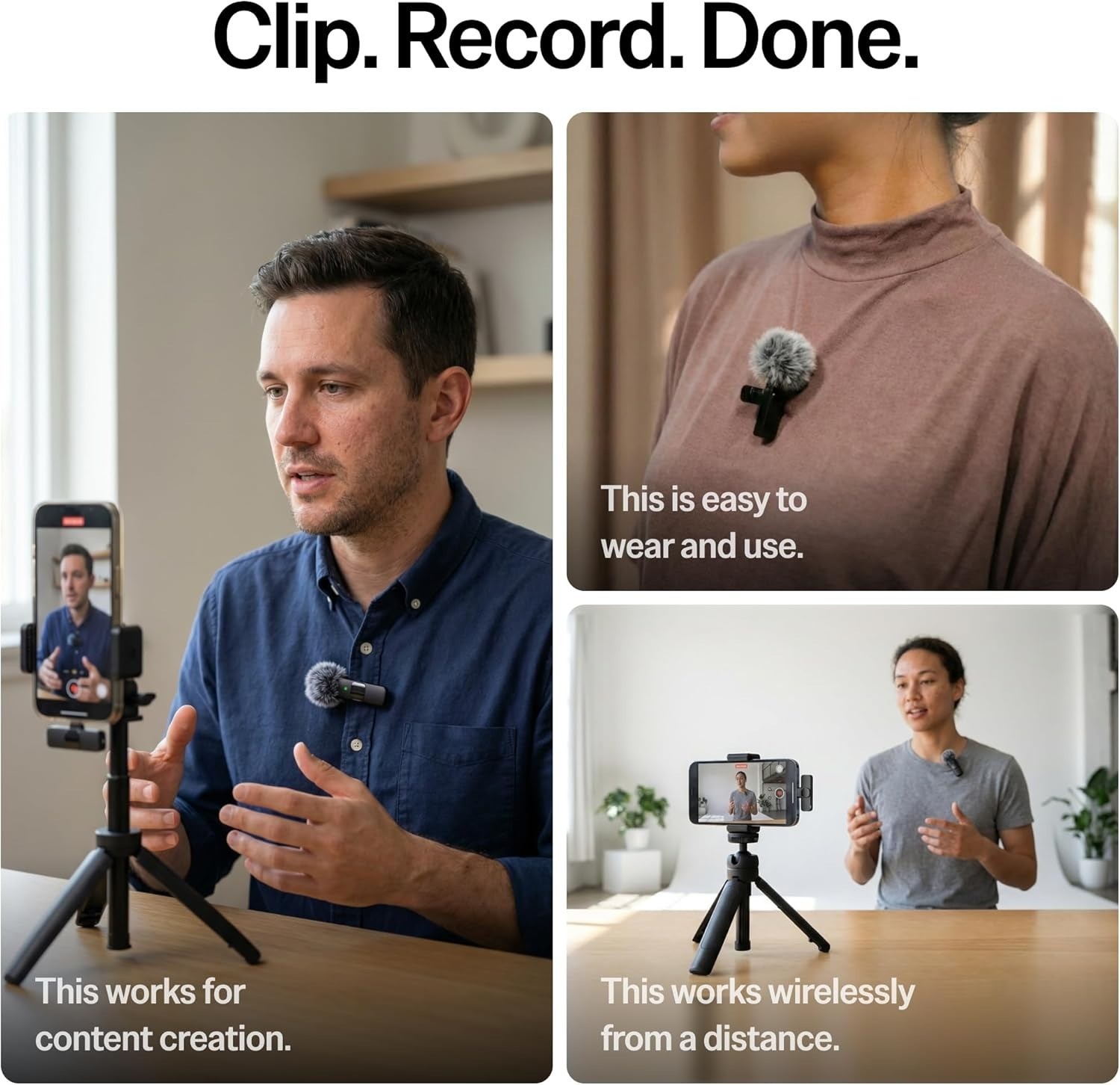 Wireless Microphone for iPhone/Android Clear Voice , Noise Cancelling