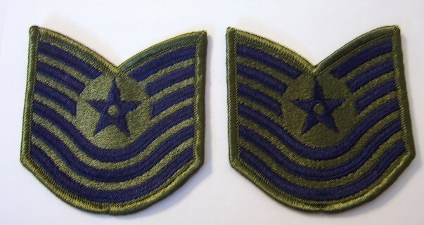 USAF MASTER SERGEANT ENLISTED RANK INSIGNIA (OBSOLETE) SUBDUED PAIR NEW