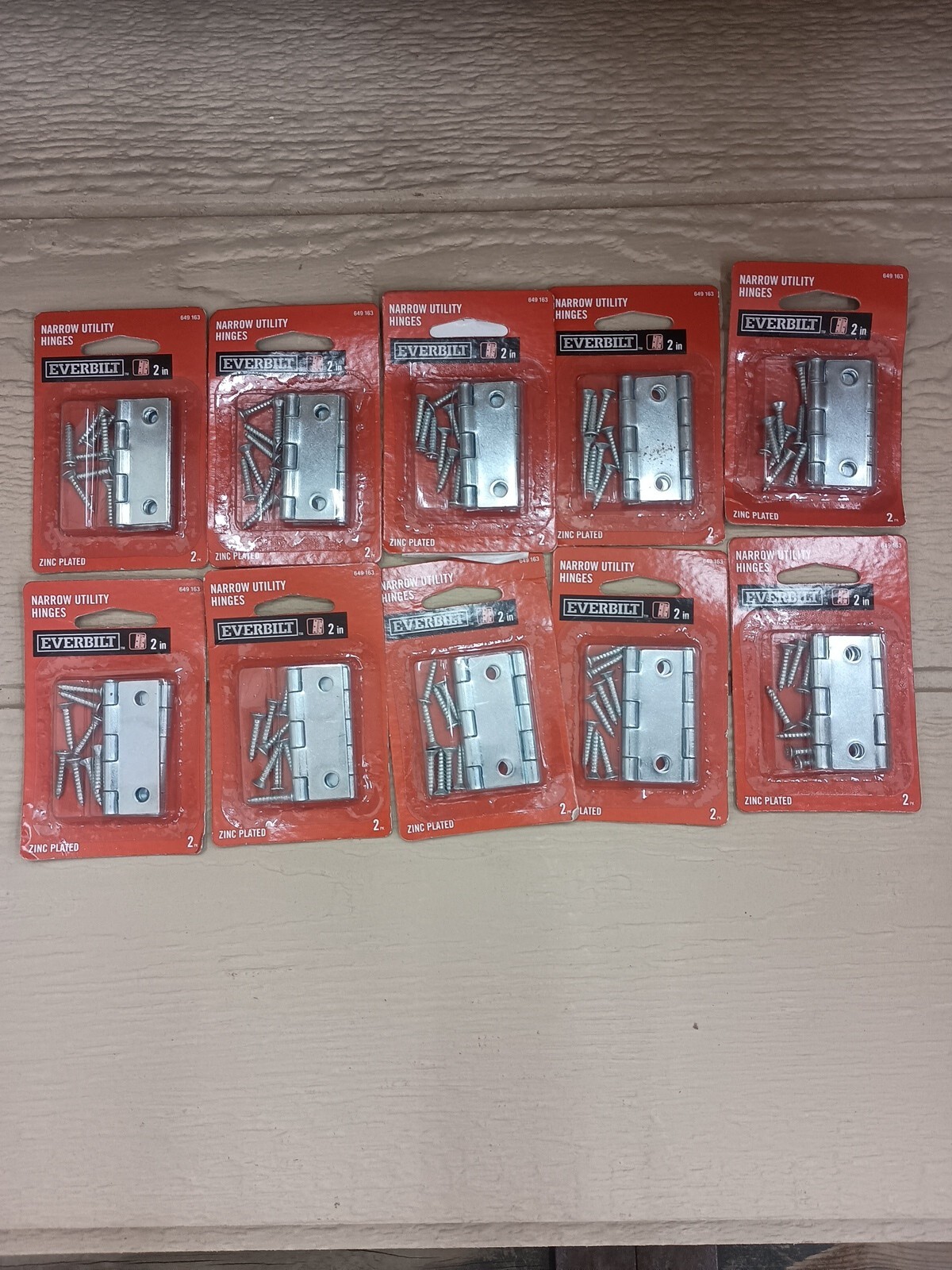 Lot Of 10 Pairs --Everbilt 649163 2 in. Zinc Plated Narrow Utility Hinges
