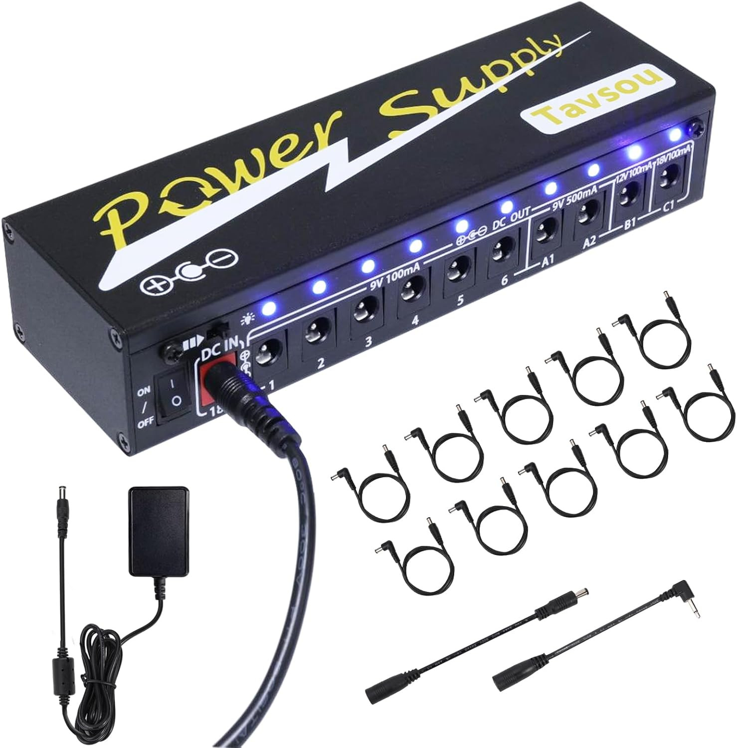 Yueyinpu Guitar Pedal Power Supply 10 Isolated DC Output 9V/12V/18V For Effect P