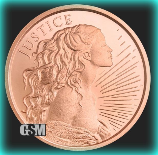 1 AVDP OZ COPPER ROUND: 2026 "Justice" Silver Shield – .999 Fine
