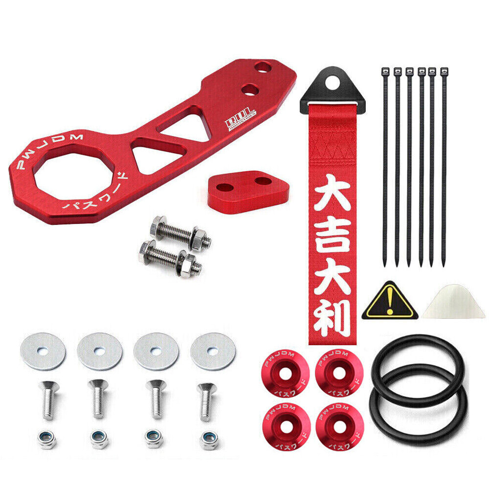 Red Universal JDM Aluminum Racing Car Rear Tow Hook Trailer Ring For Honda Civic