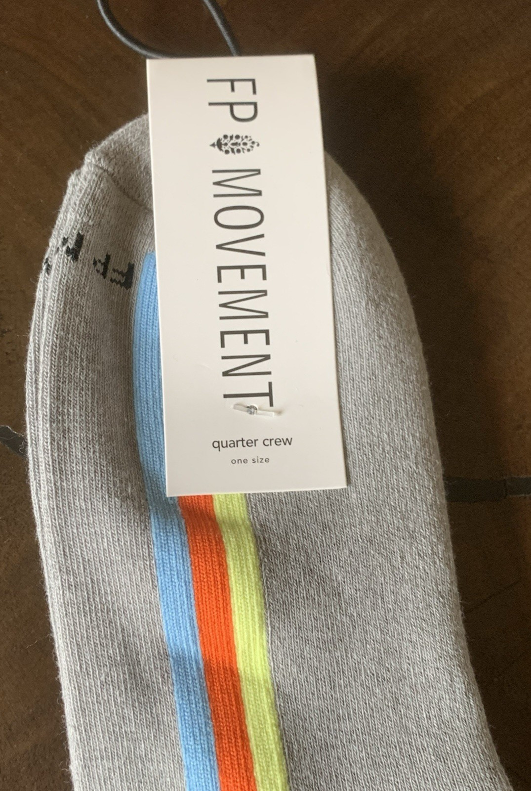 NWT FP‎ Movement Tempo Quarter Crew Socks in Grey with Stripe Athletic SOLD OUT!