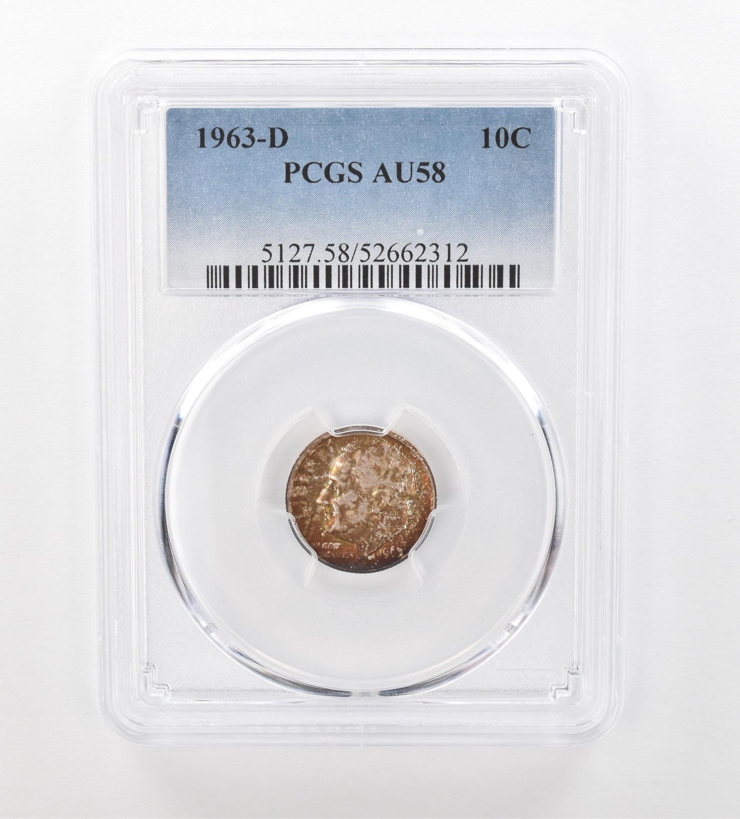 1963-D Roosevelt Dime AU58 PCGS Beautiful Tone *1010