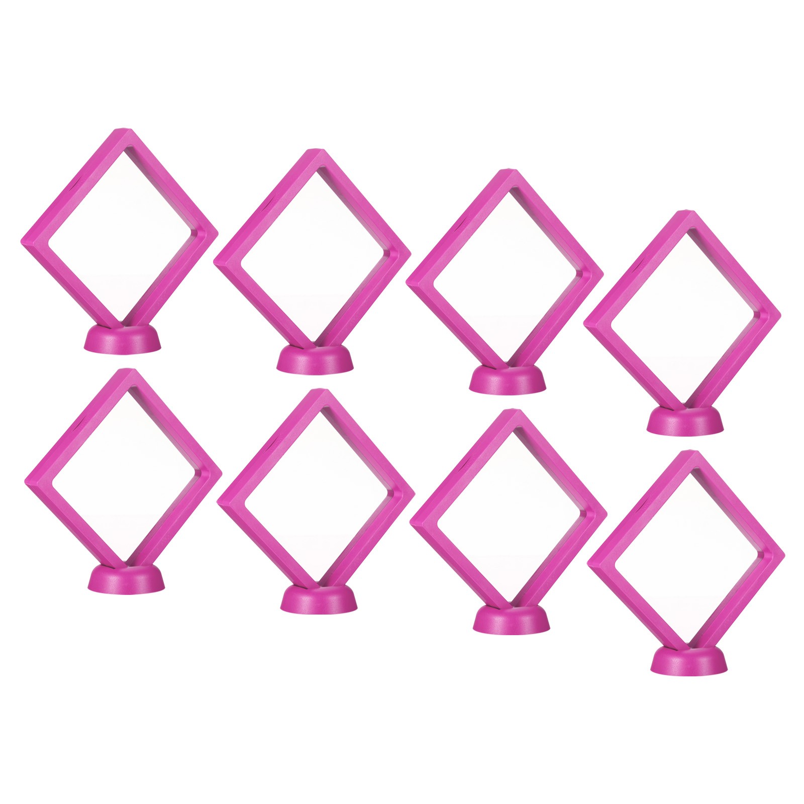 3D Floating Display Frame Coin Jewelry Case with Base 4.3" x 4.3" Pink 8Pack