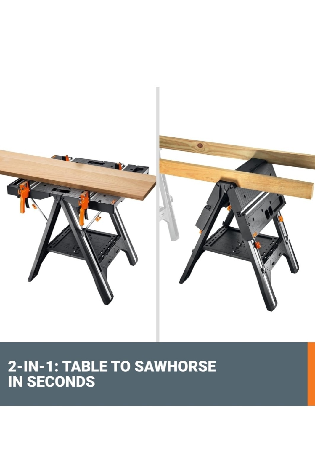 Pegasus 2-in-1 Folding Work Table & Sawhorse, Easy Setup Portable Workbench, 31"