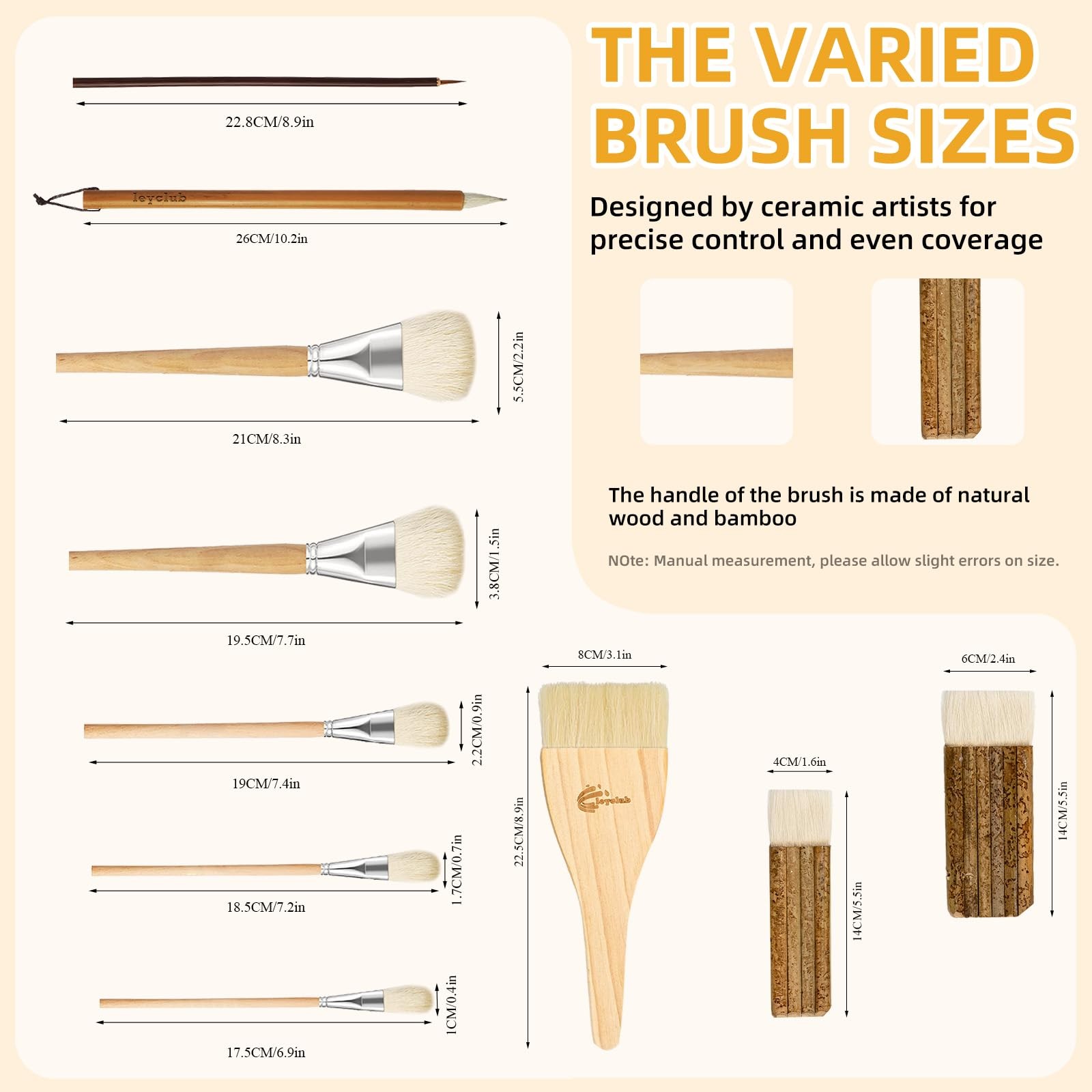 Glaze Brushes Pottery Tools,10 PCS Painting Ceramic Brush Set, Different Shap...