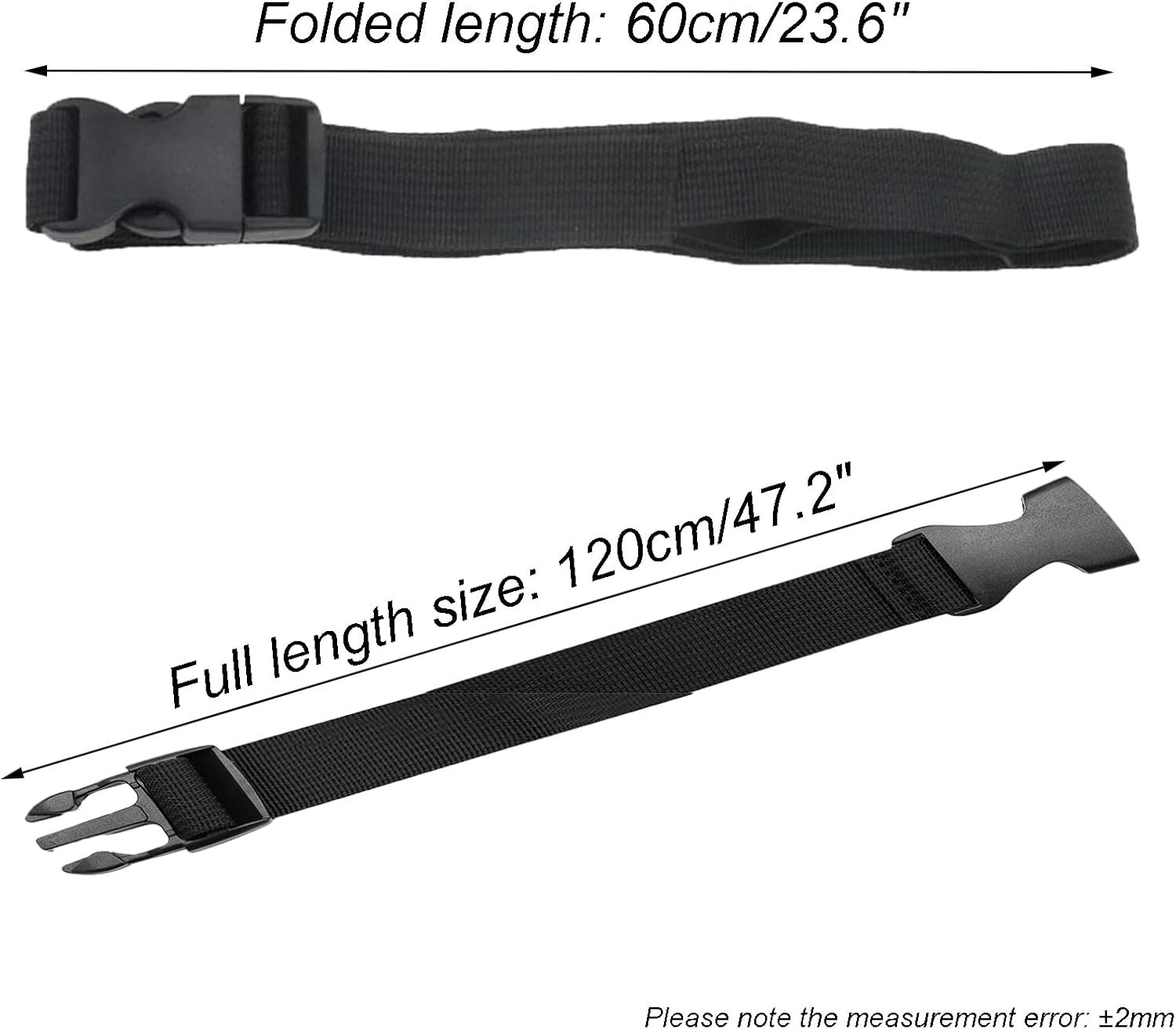 5-Pack 1" x 47" Black Nylon Quick Release Adjustable Buckle Straps