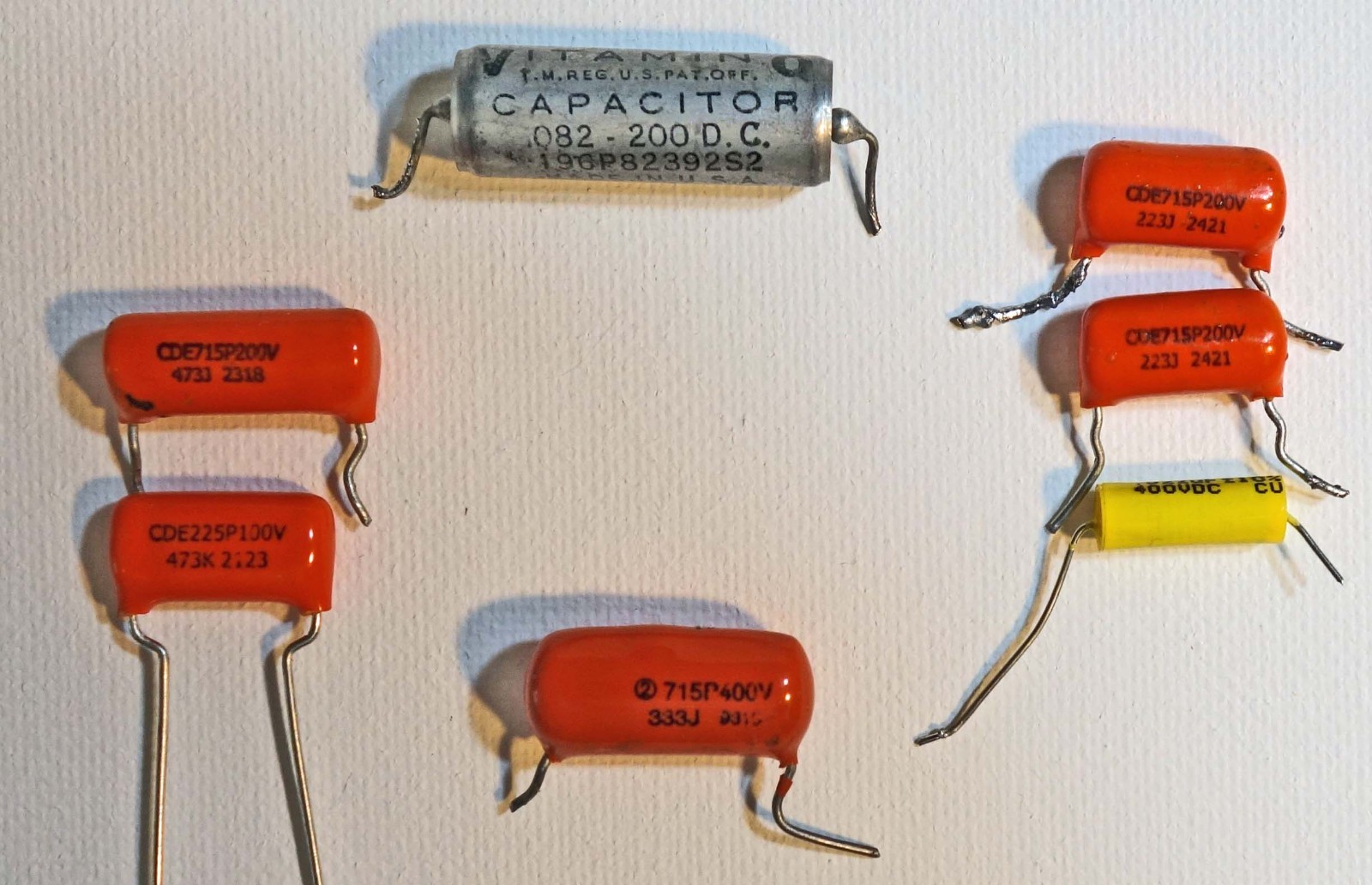 Guitar capacitors, varius strengths, all used but one is new