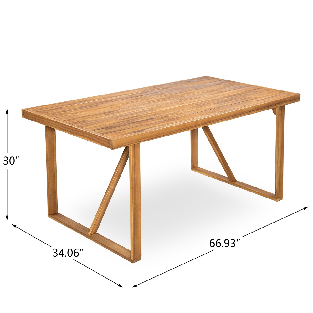7-Piece Outdoor Patio Dining Set for 6, Acacia Wood Table w/ Cushions