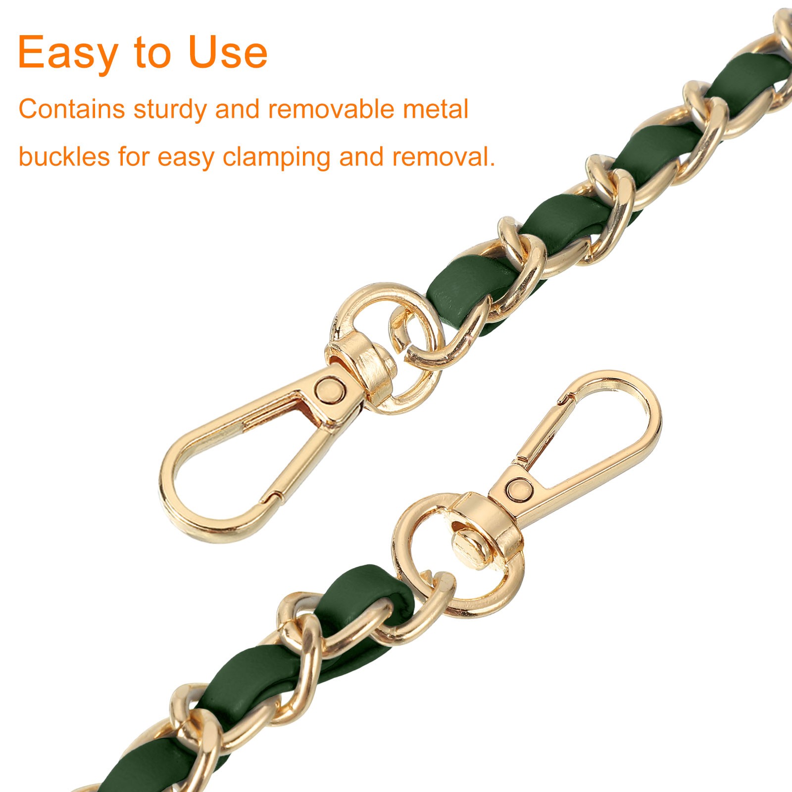 Purse Strap, 32" Leather for Shoulder Strap (Green, Gold)