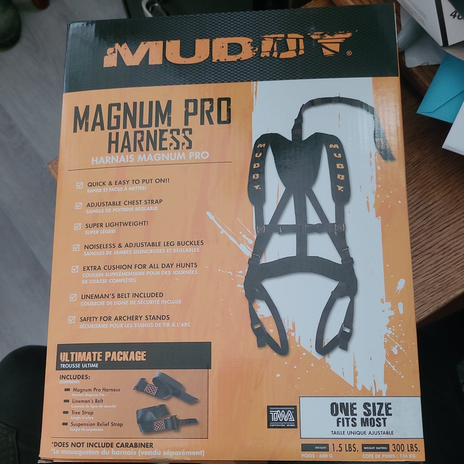 MUDDY MAGNUM PRO TREE STAND SAFETY HARNESS w/BELT-TREE& SUSPENSION RELIEF STRAPS