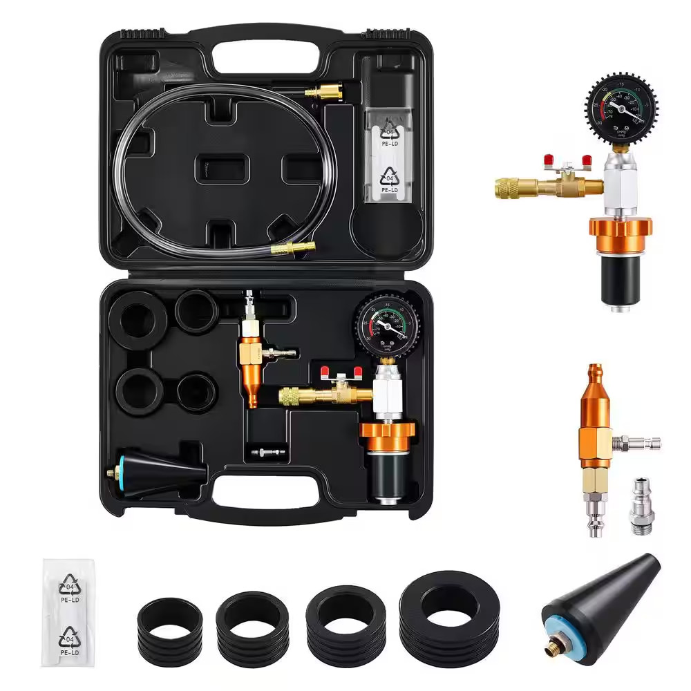 Radiator Vacuum Refill Kit, Automotive Cooling System Tool with Gauge, Portable