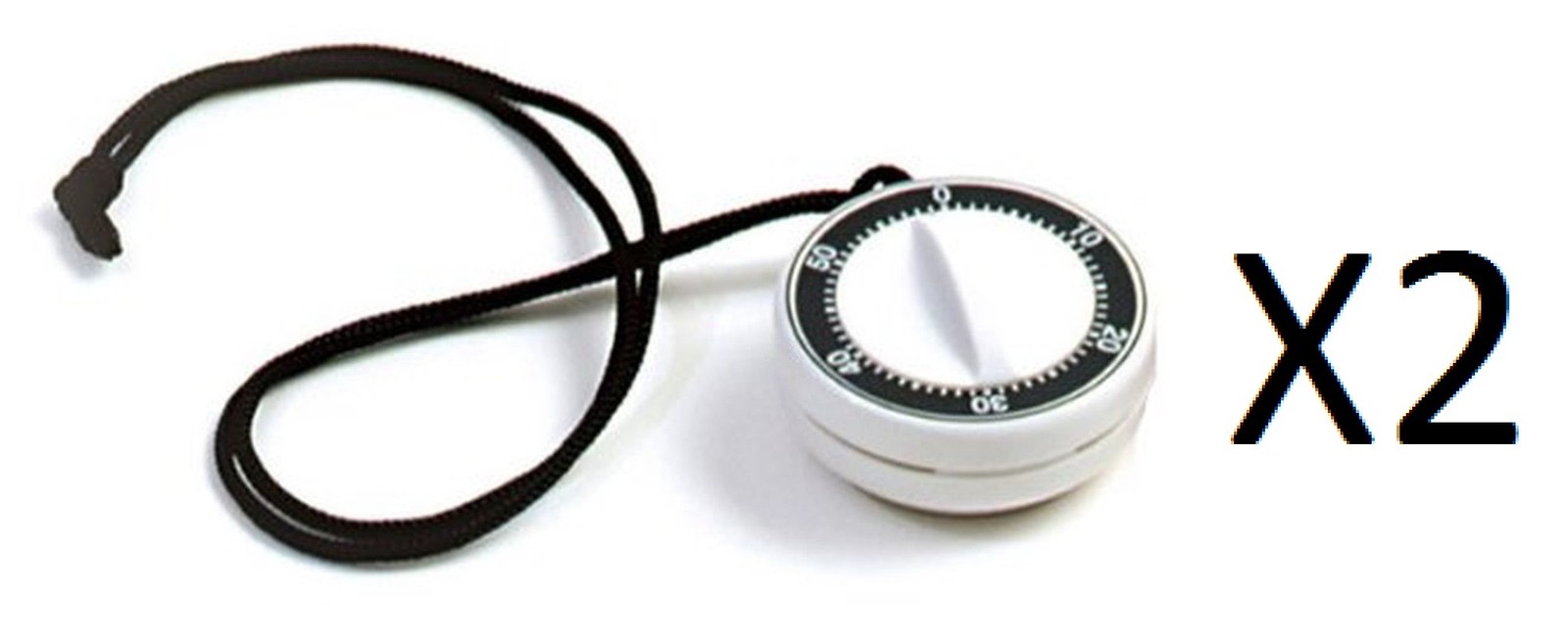 Norpro 60-Minute Plastic Timer on a Rope with Magnet on Back, White (2-Pack)