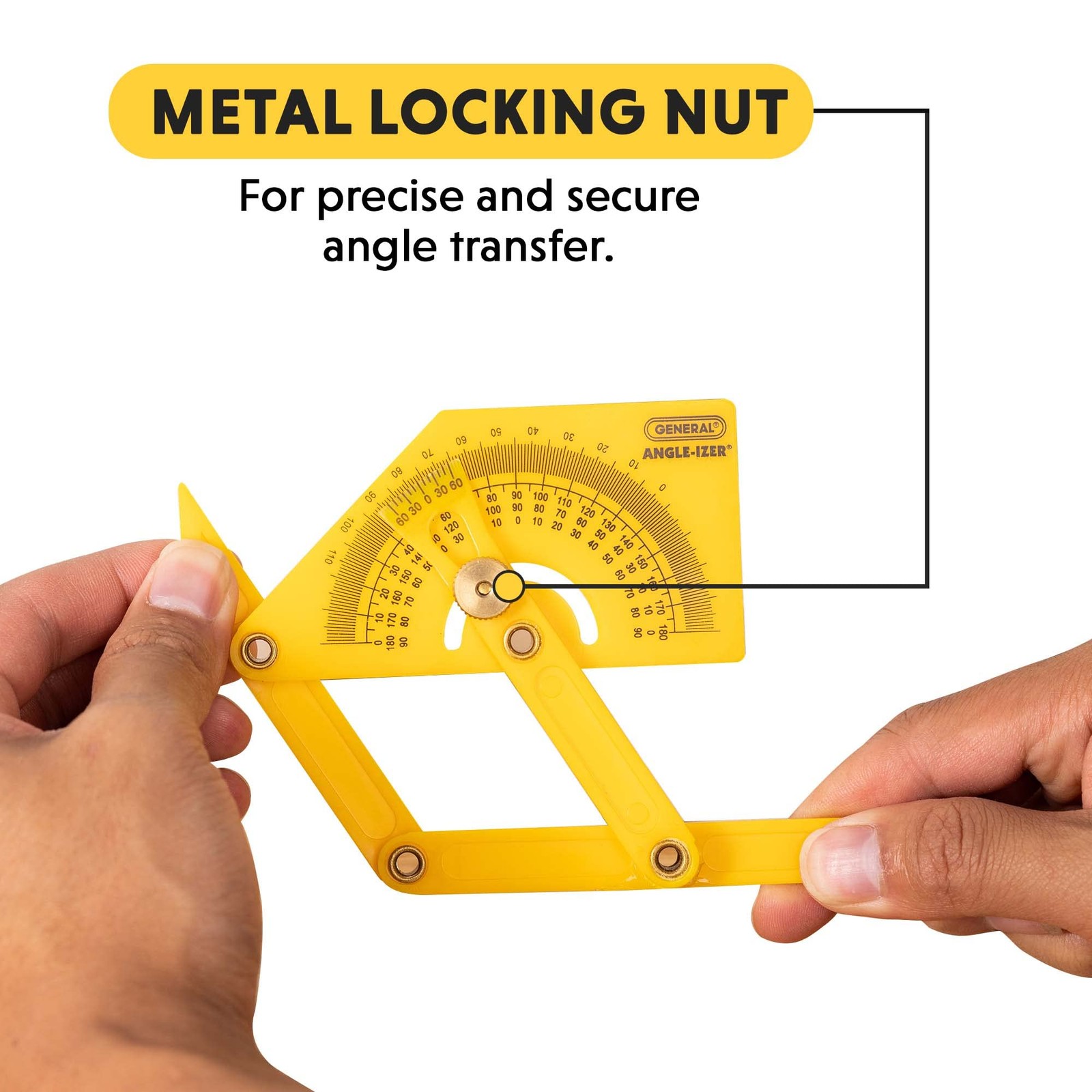 Plastic Angle Finder Protractor 0–180 Degree Yellow Sloped Inside Outside Tool