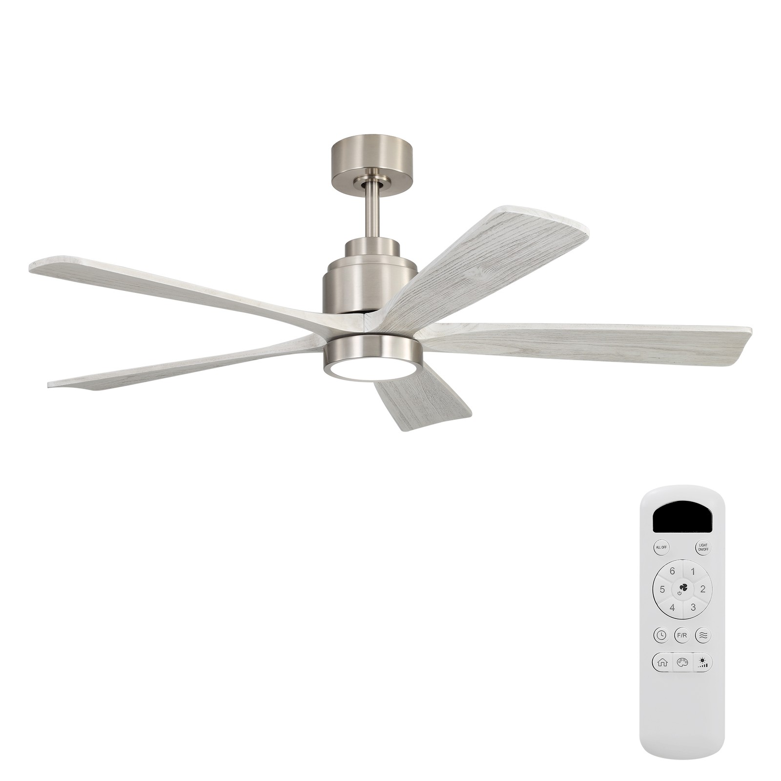 52"Ultra Quiet Reversible Ceiling Fan with Light - Dimmable LED,Memory Timer