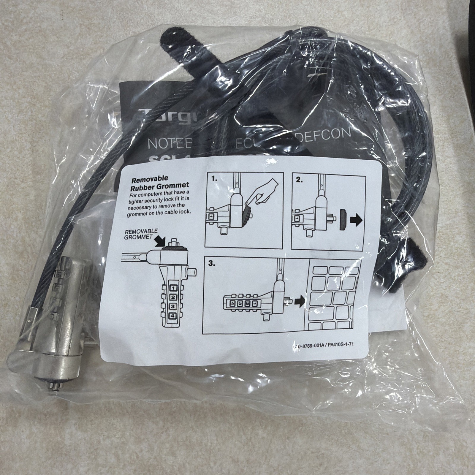 Targus Notebook Security Defcon SCL Combo Cable Lock Model PA41OS-1