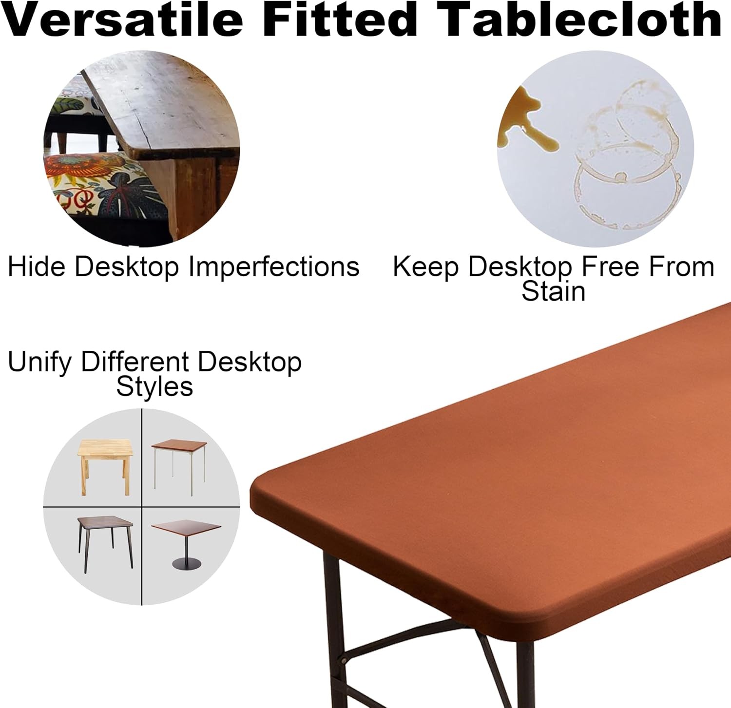 Rectangle Spandex 4 FT Fitted Tablecloth, Elastic Folding Picnic Table Cloth,