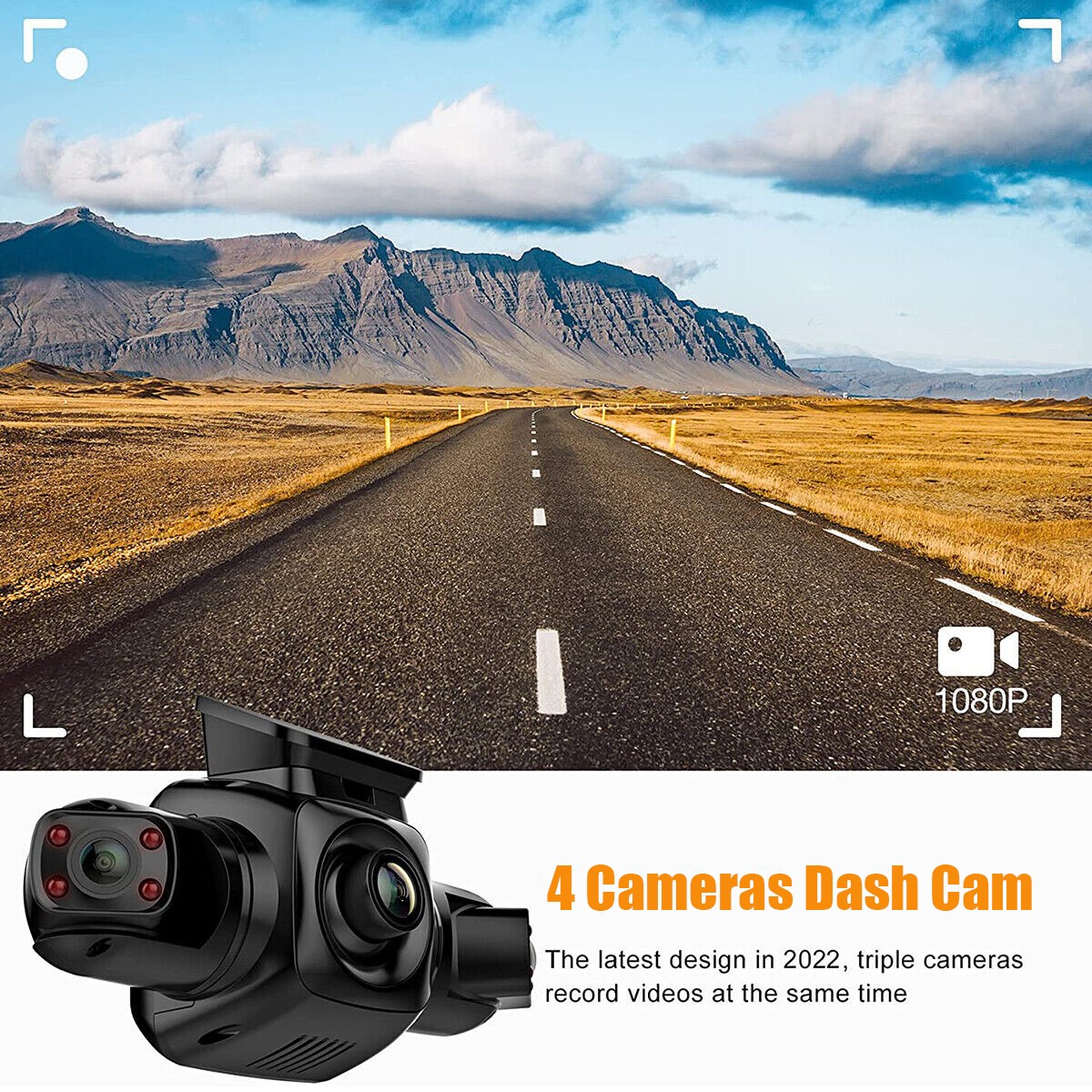 WiFi360° Dash Cam Recorder 4 Channel 1080P Car Camera DVR Vehicle Video G-Sensor