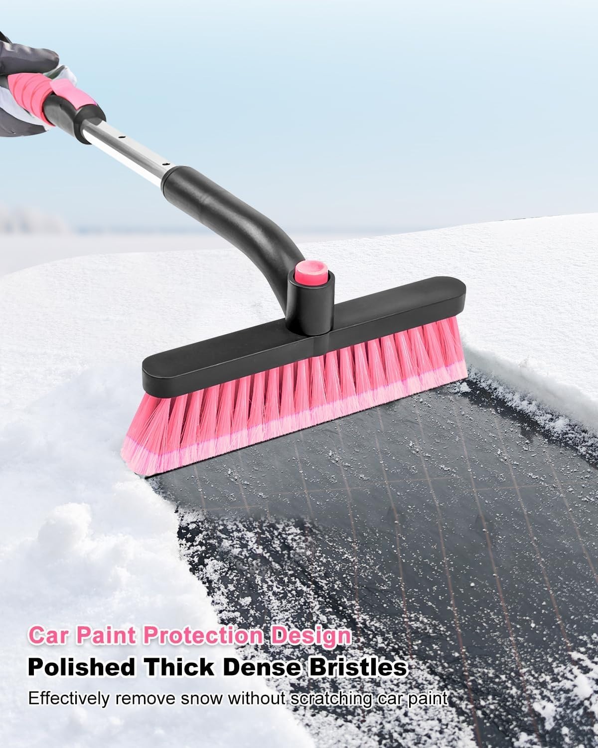 33 Inch Snow Brush and Ice Scraper for Car Windshield, Extendable Snow Scrape...