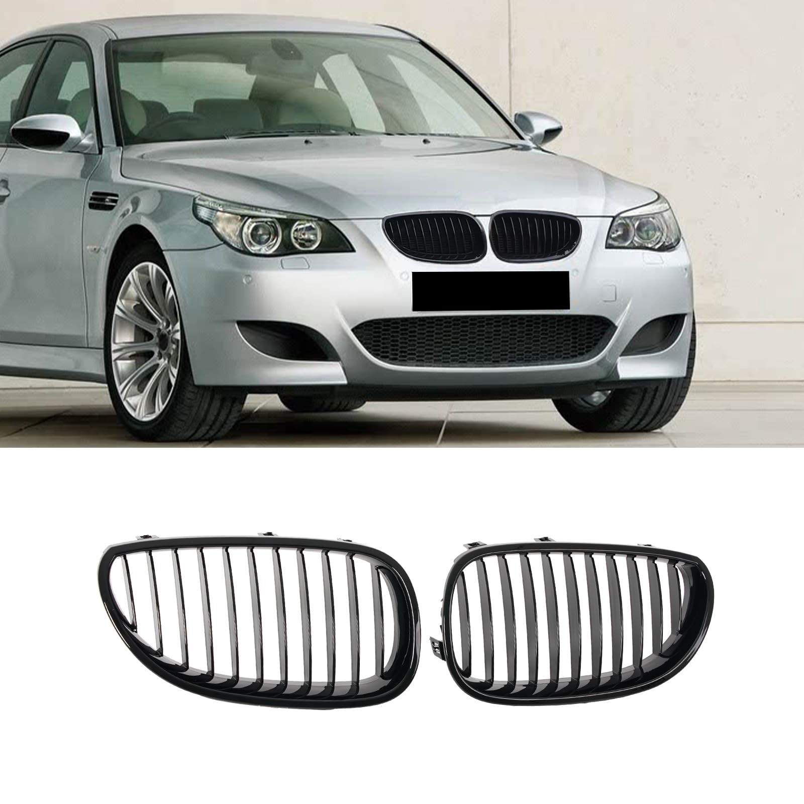 KHK Front Grill Compatible with BMW 5 Series E60 2003-2009 525i 528i 530i 535...
