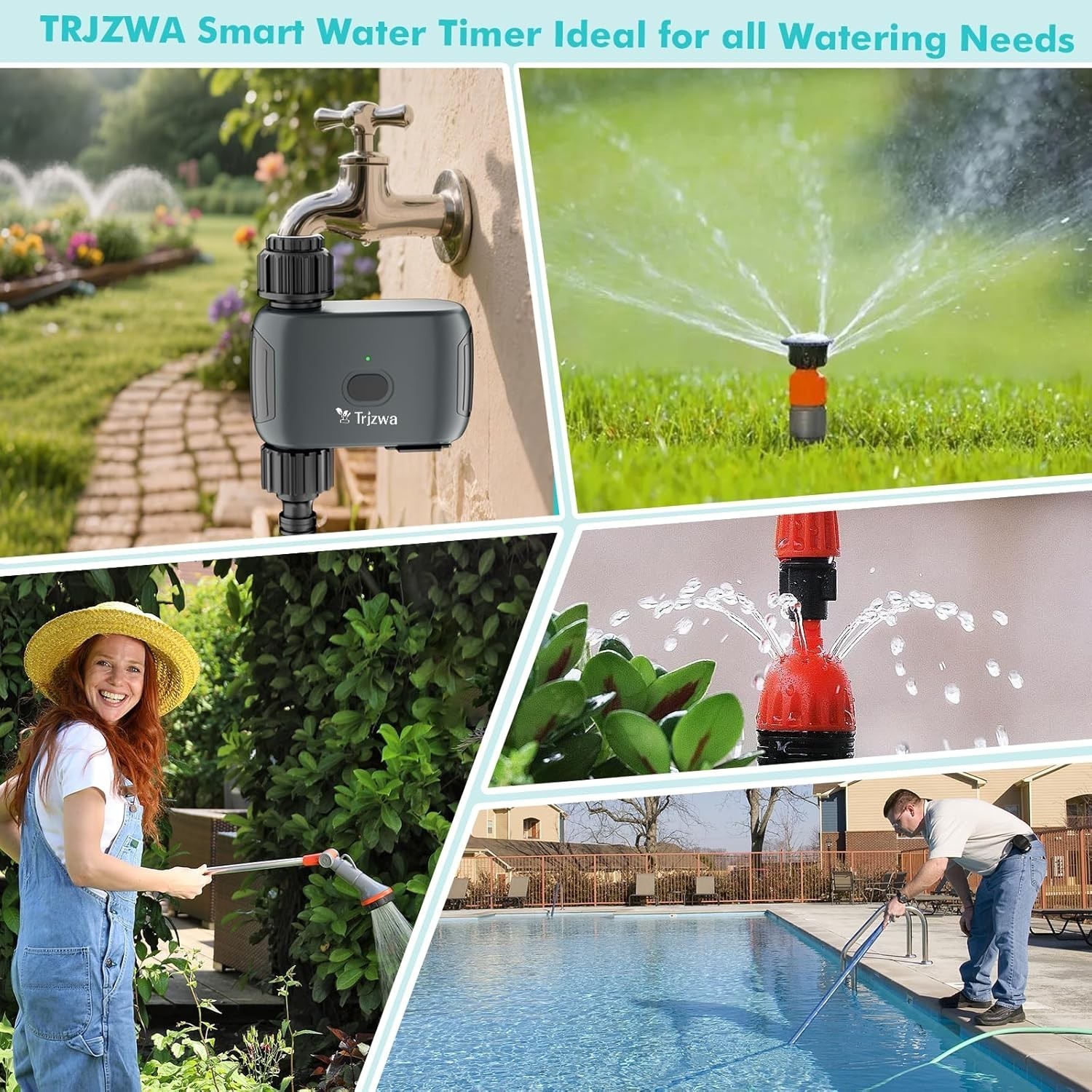 WiFi Sprinkler Controller, Smart Water Timer for Garden/Lawn - APP Control,New,q