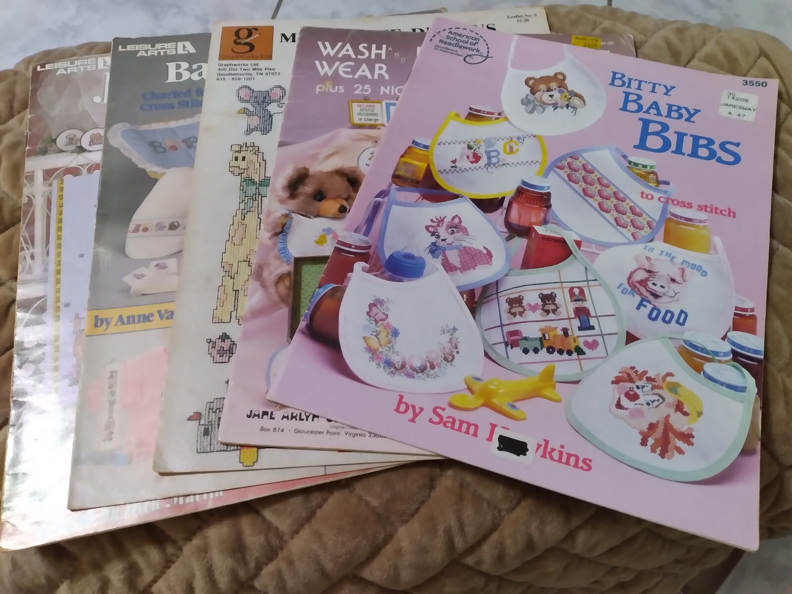 Five Vintage Cross-stitch Books Pre-owned Good Condition Great Projects "Babies"