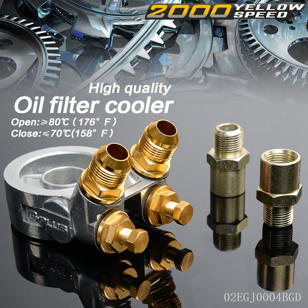 Fit For Oil Filter Cooler Sandwich Plate Adapter AN10 + 80 Deg 176 F Thermostat