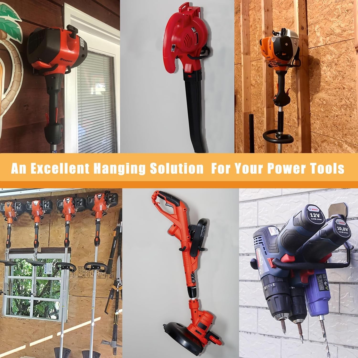 Weedeater Hanger, String Trimmer Hanger and Wall Mounted Power Tool Black-3 P