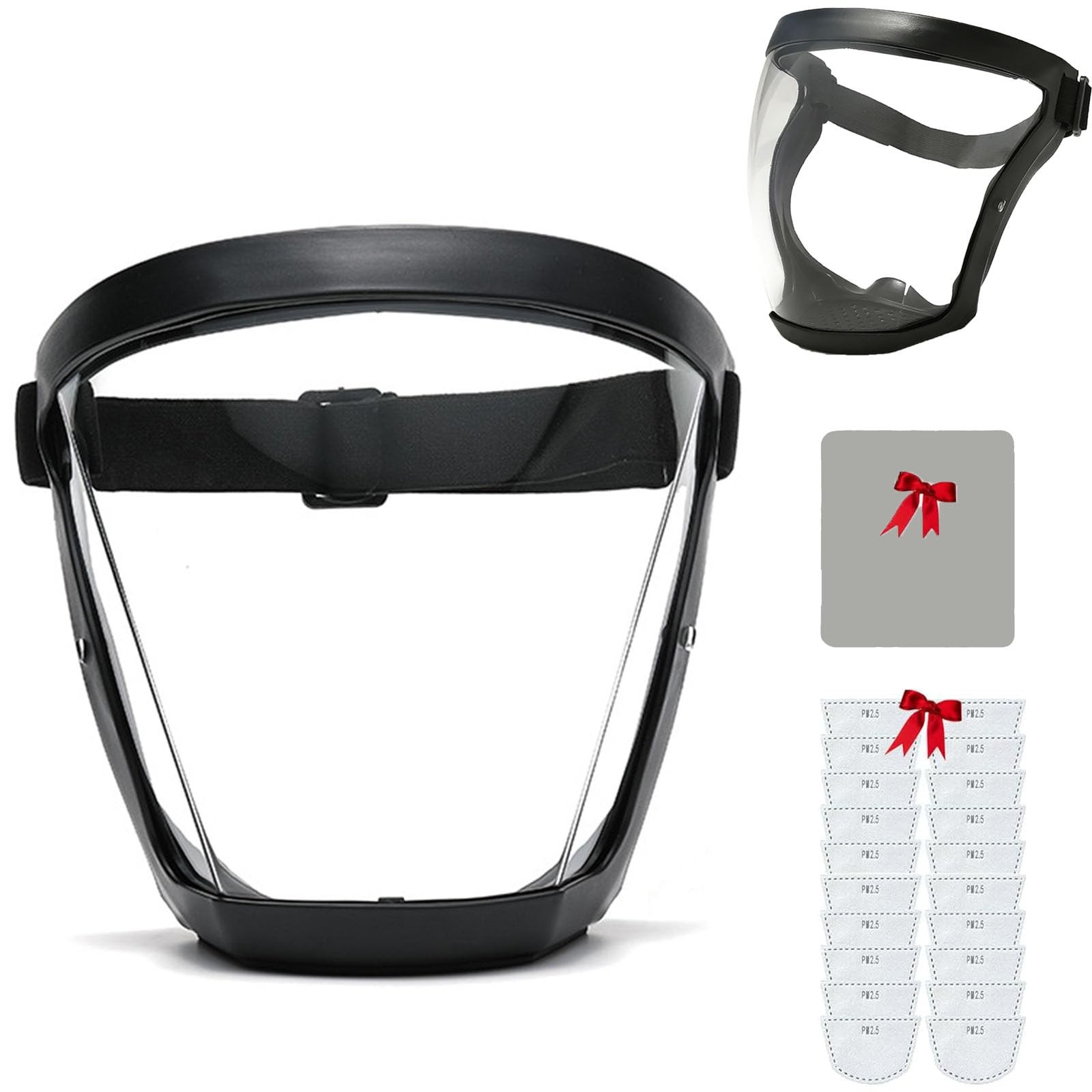 Face Shield, 1 Count (Pack of 1), Black Frame With Transparent Side