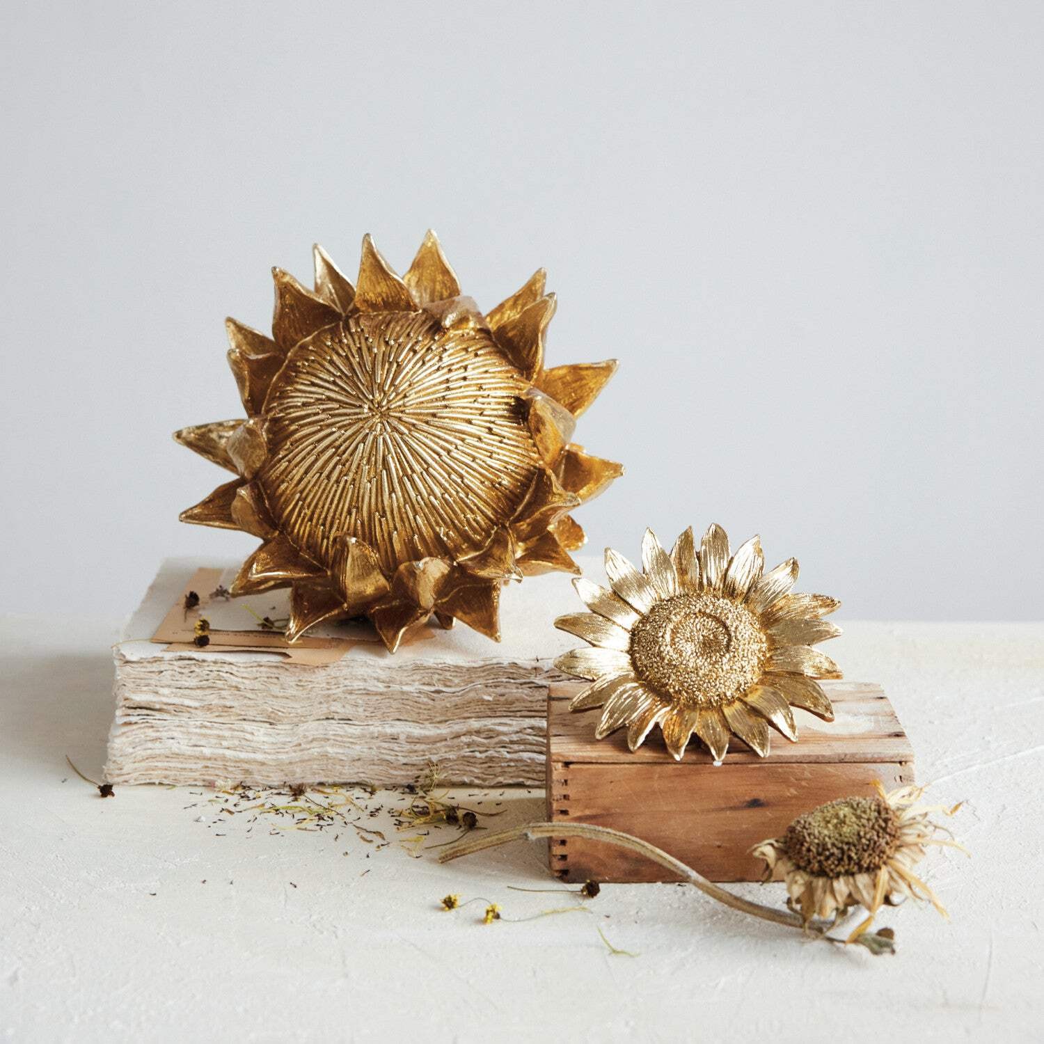 Gold Resin Sunflower Accent
