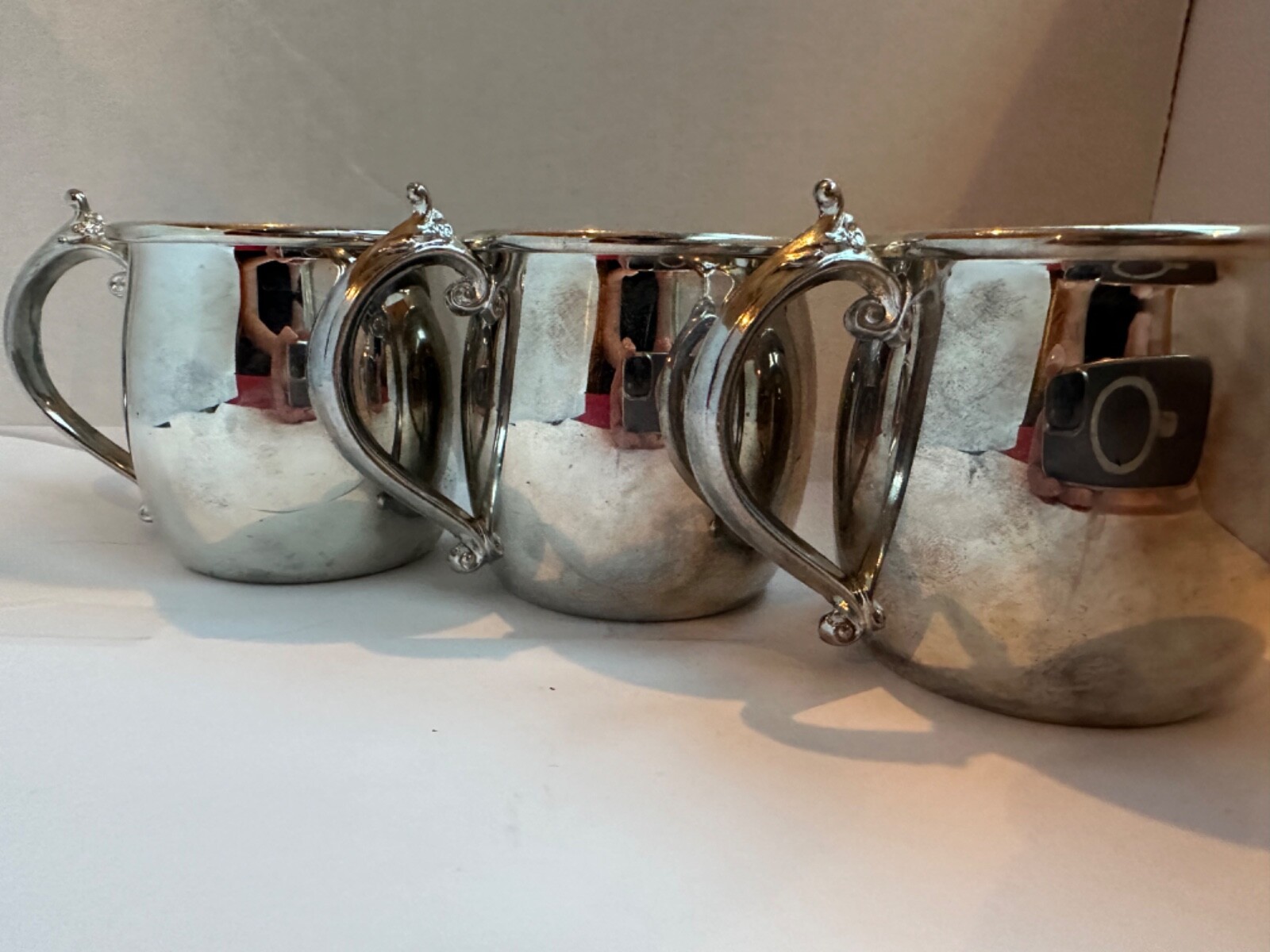 Towle 3 Mule Cups of Silverplate Punch F.B. Rogers Towle Ornate Handles