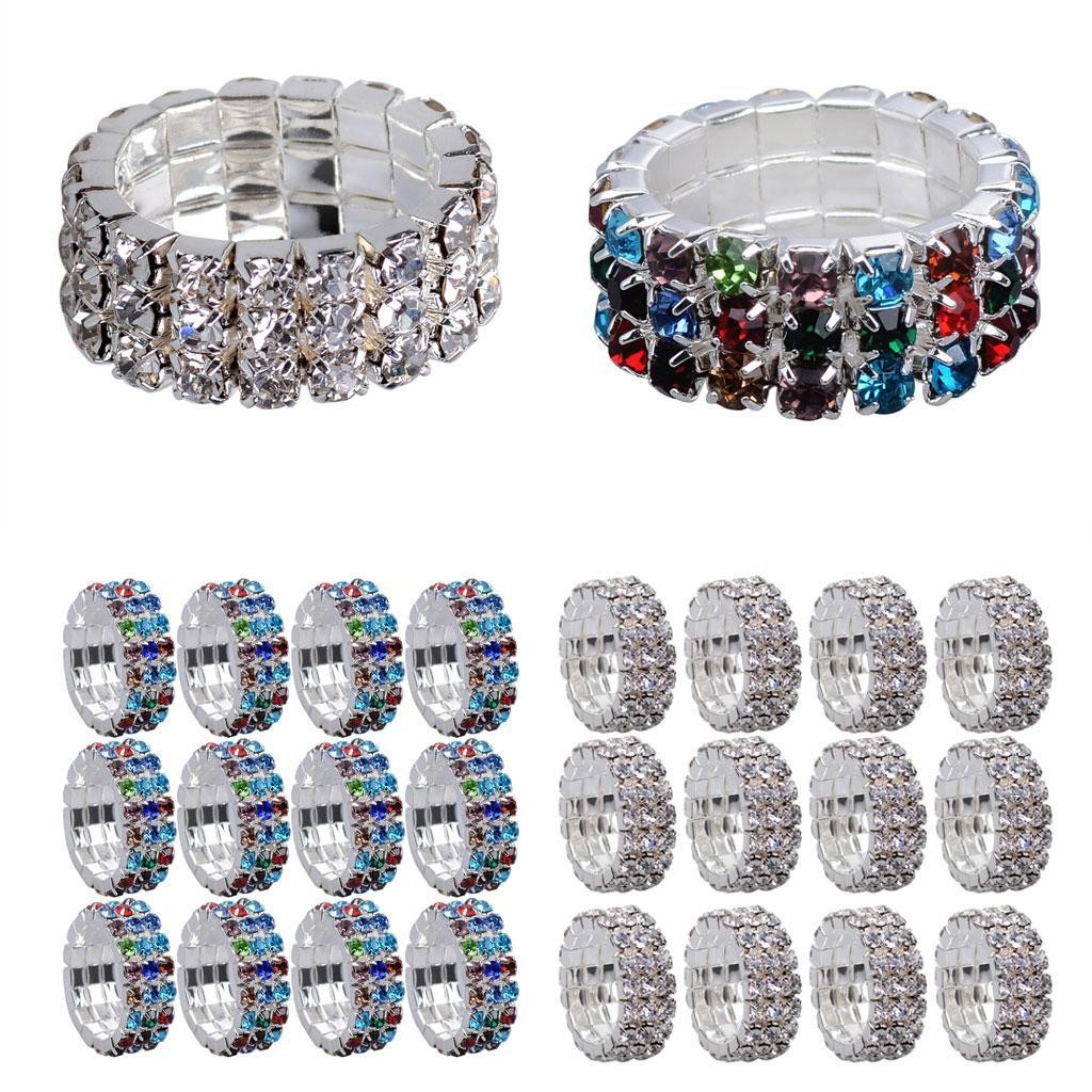 12pcs  Row Rhinestone  Elastic Stretch Toe Ring Jewelry