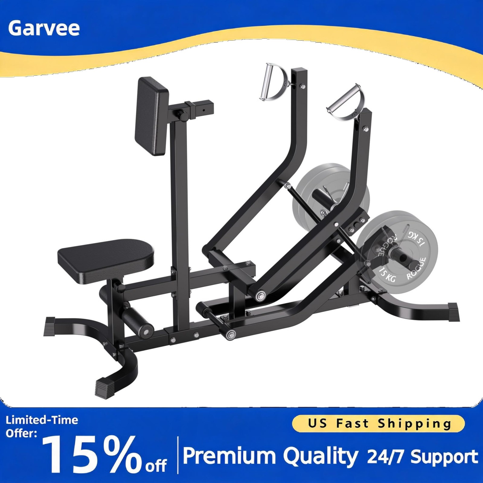 400lbs Plate Loaded Seated Row Machine with Independent Arms Home Use