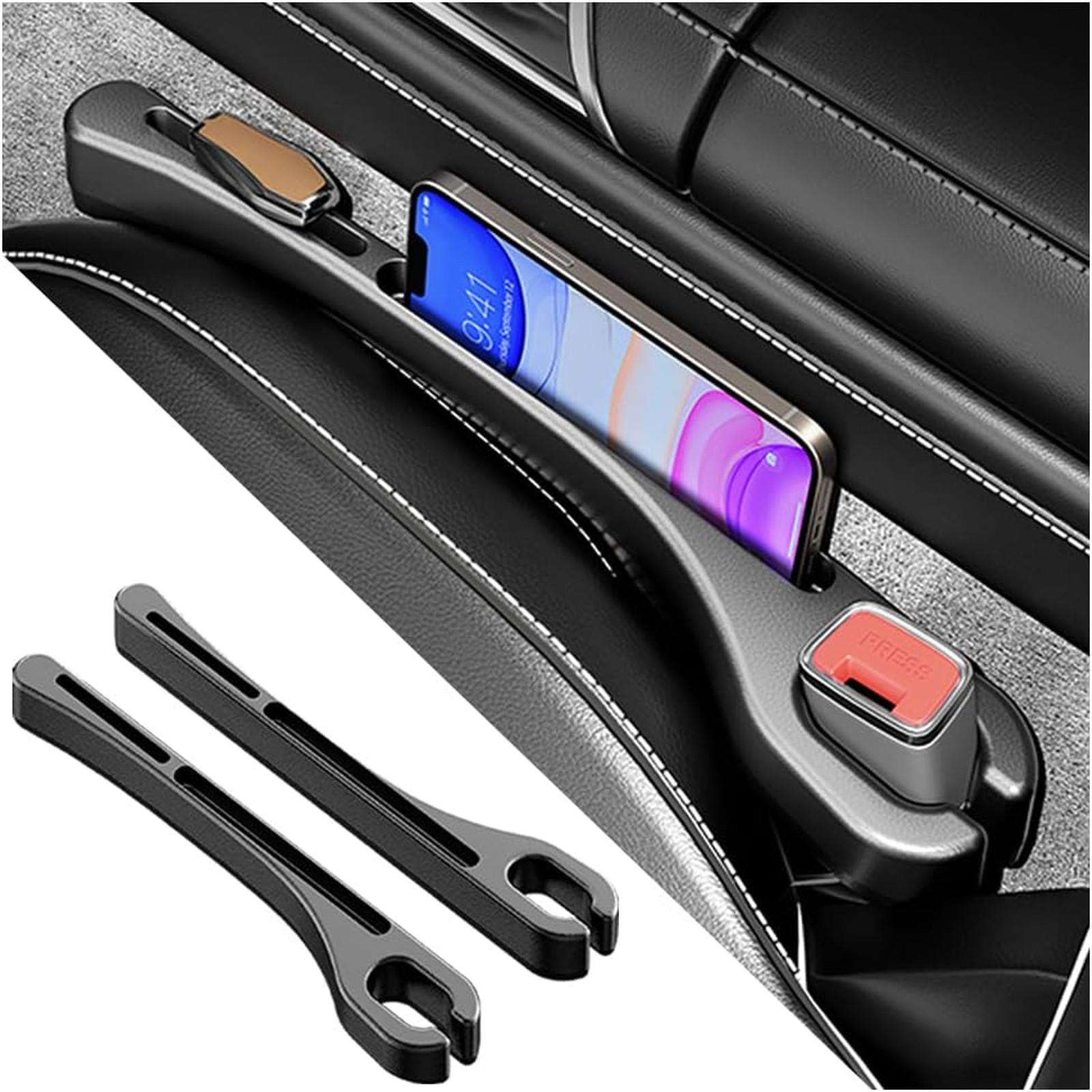 Car Seat Gap Filler Organizer with Phone Holder polyurethane 2 pack for
