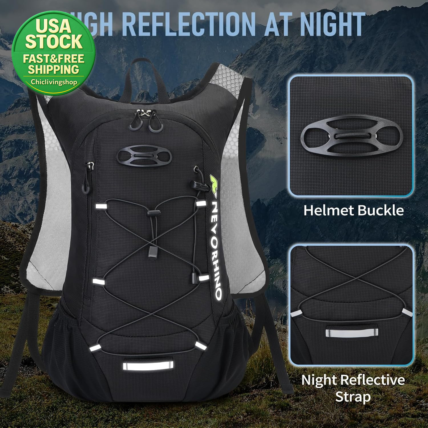Lightweight Hydration Backpack 2L Water Bladder Cycling Hiking Daypack Black