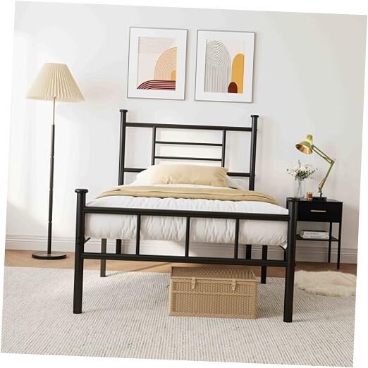 18 Inch Metal Platform Bed Frame with Headboard/Footboard, Strong Twin 18inch