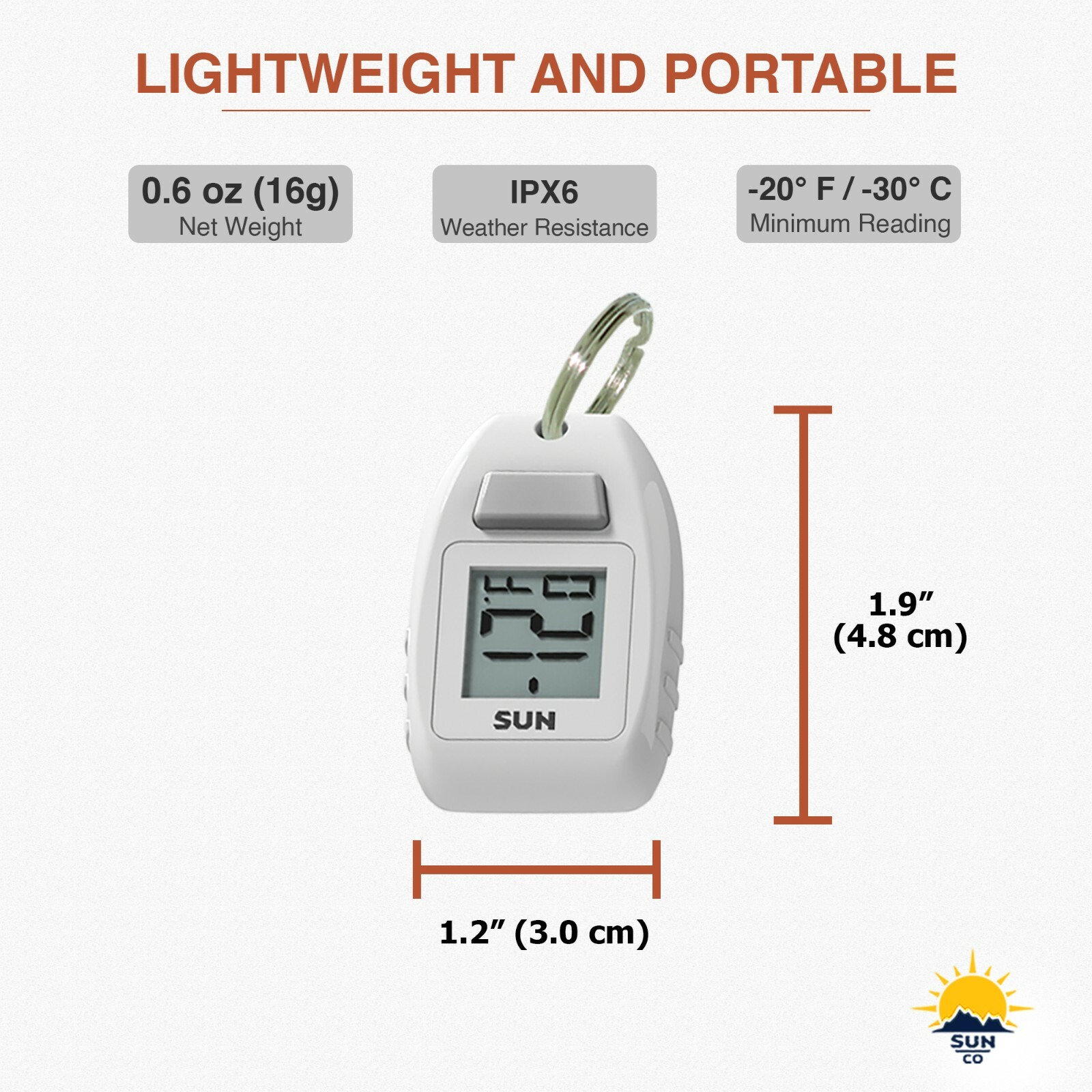 Sun Company Digital Zipogage - Compact Zipperpull Digital Thermometer